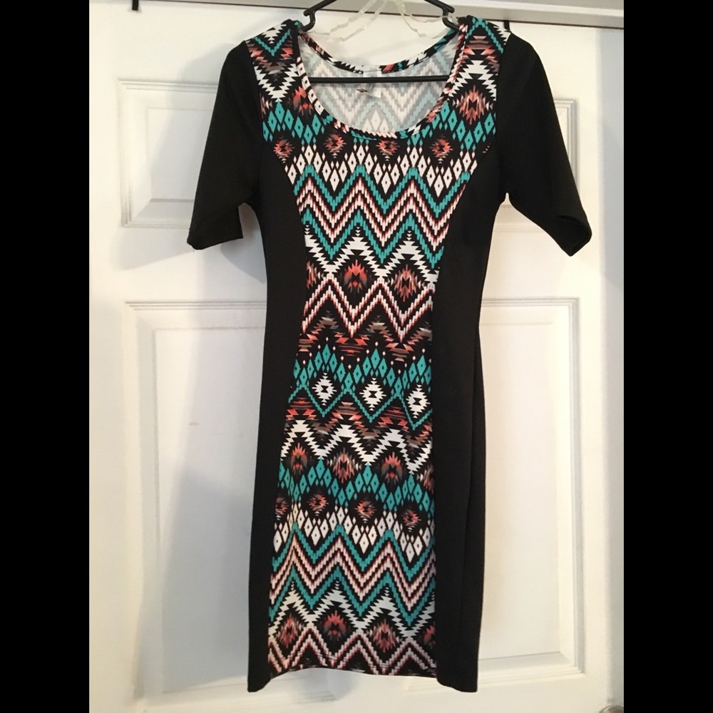 Women’s Tribal Print Black Mini Dress